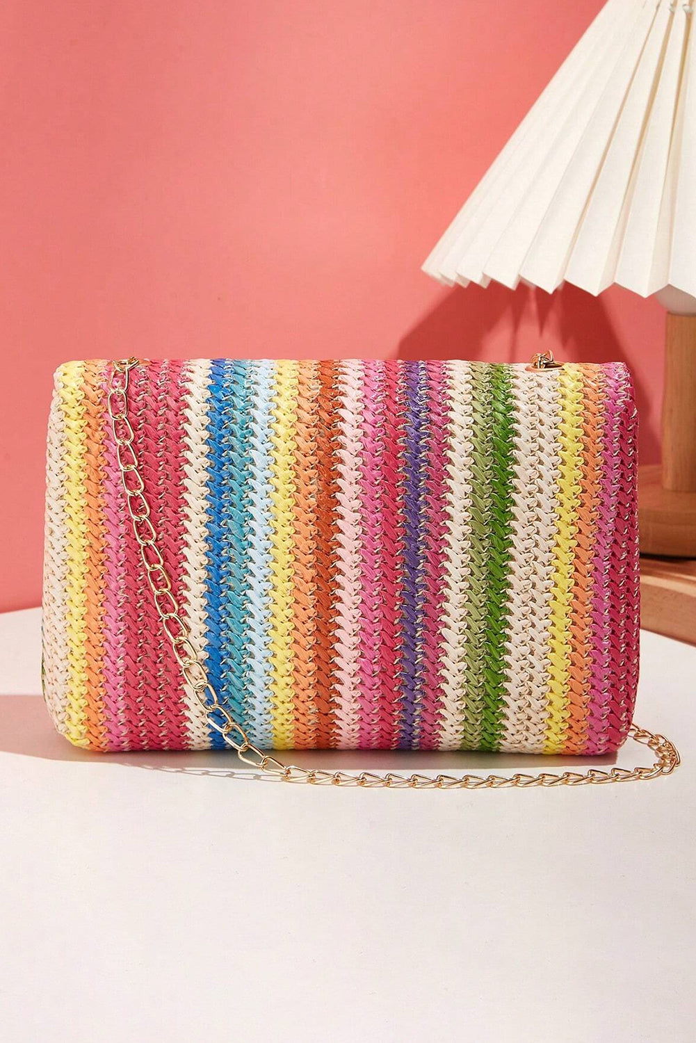 Multicolour Bohemian Woven Gold Chain Shoulder Bag