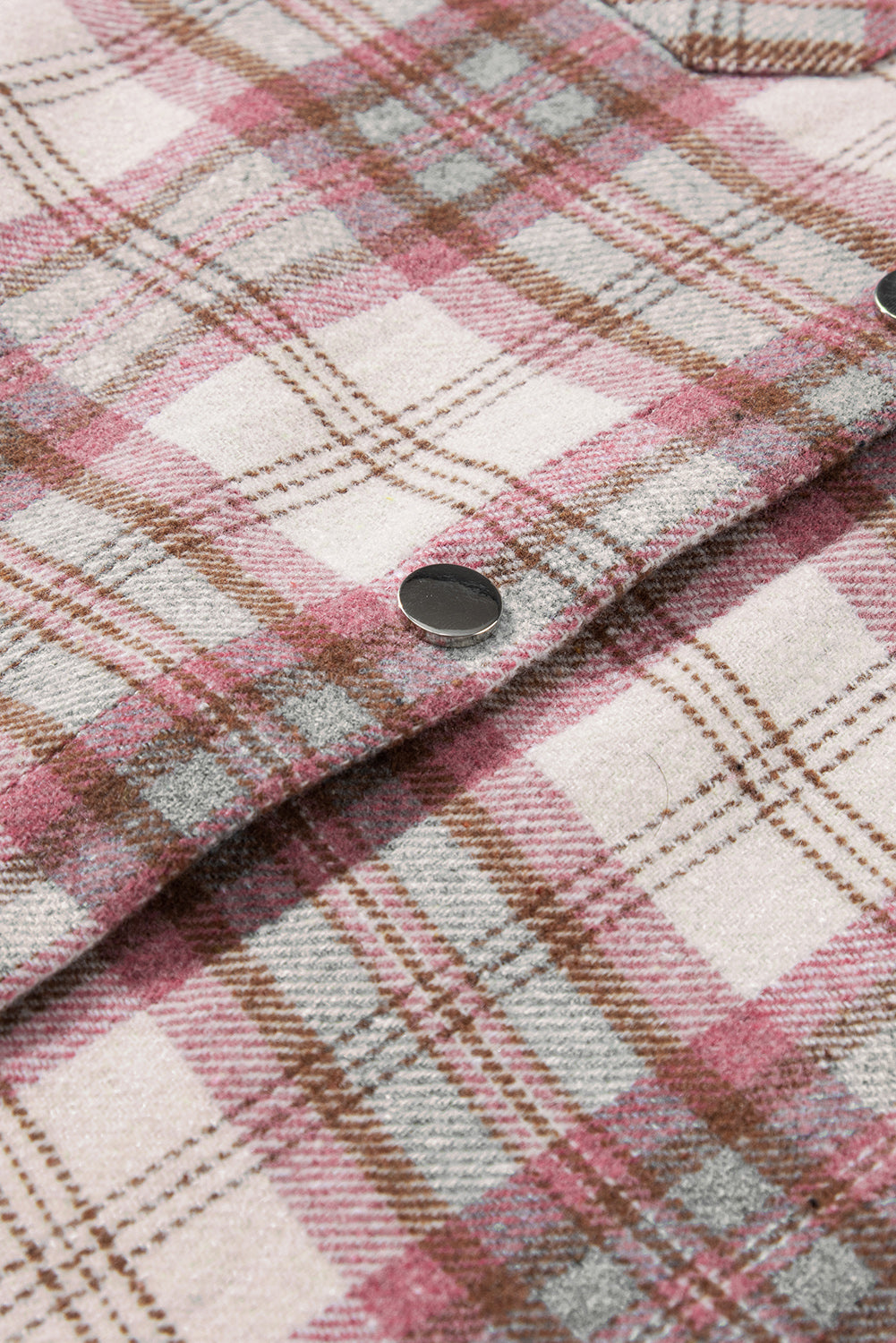 Multicolour Plaid Flap Pocket Hooded Raw Hem Jacket